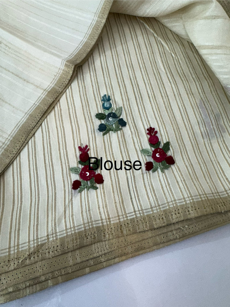Handworked Blended tussar silk saree MS90543