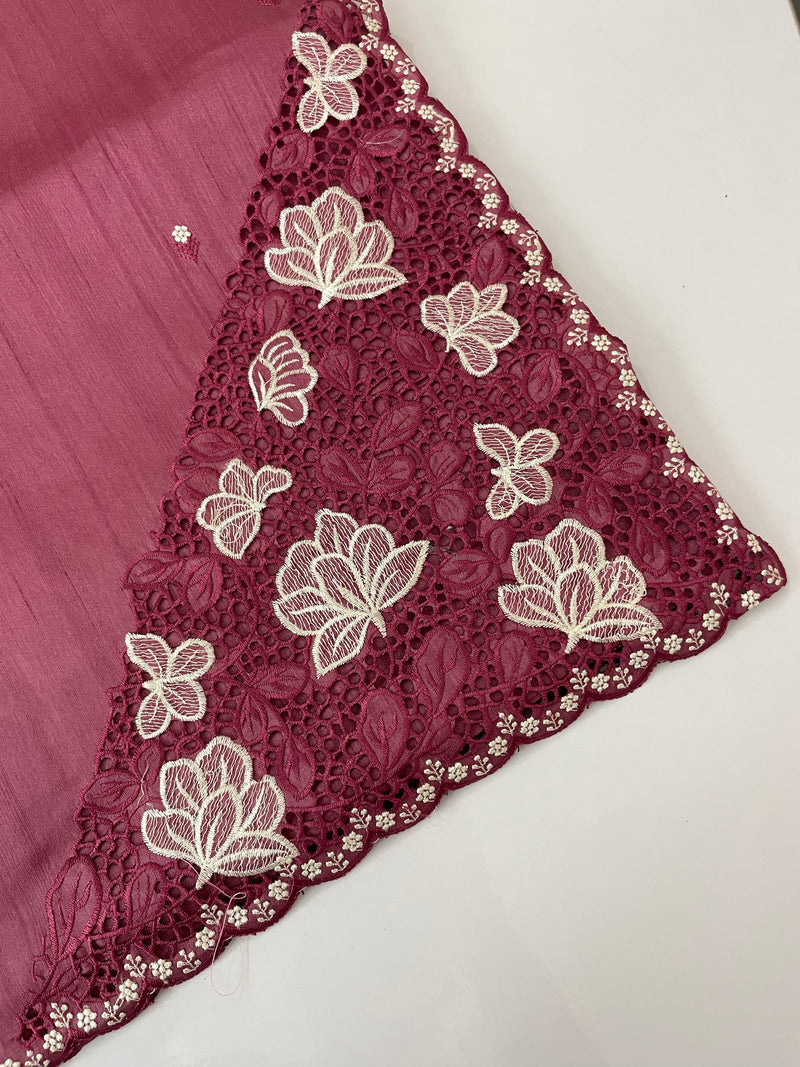 Cutwork Semi tussar saree MTSS674 DarkOnion