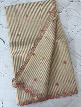 Chanderi Tissue silk saree with scalloped borders - MNM222 Peach