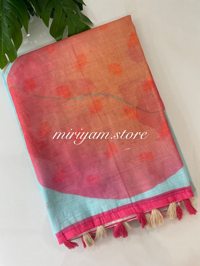 Printed Semi Linen saree  MLS223