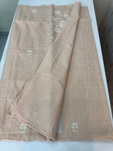 Mul chanderi applique work saree  MSH146 - PastelPeach