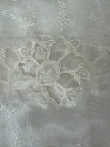 Glass organza saree with applique work- MSHW229- Off White