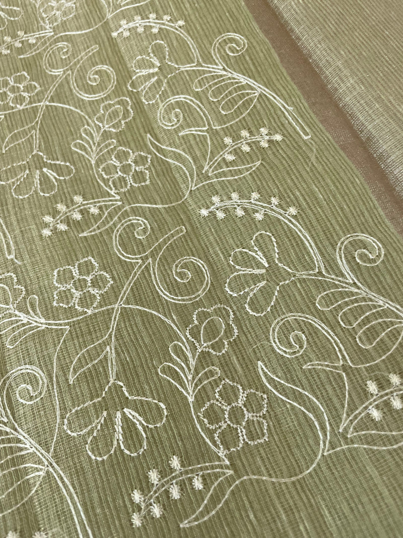 Tissue Silk embriodery saree MS49888