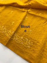 Blended tussar silk saree with embroidery- MS78911