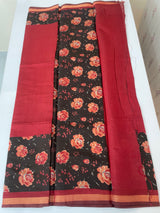 Soft semi Chanderi saree with zari border MS9871 Maroon & Black