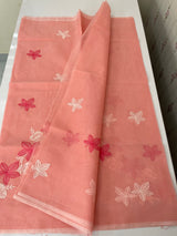 Kota checks saree with embroidery MS7699 - PeachyPink