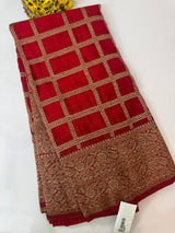 Semi banarasi Khaddi Georgette saree - MS1498 Red