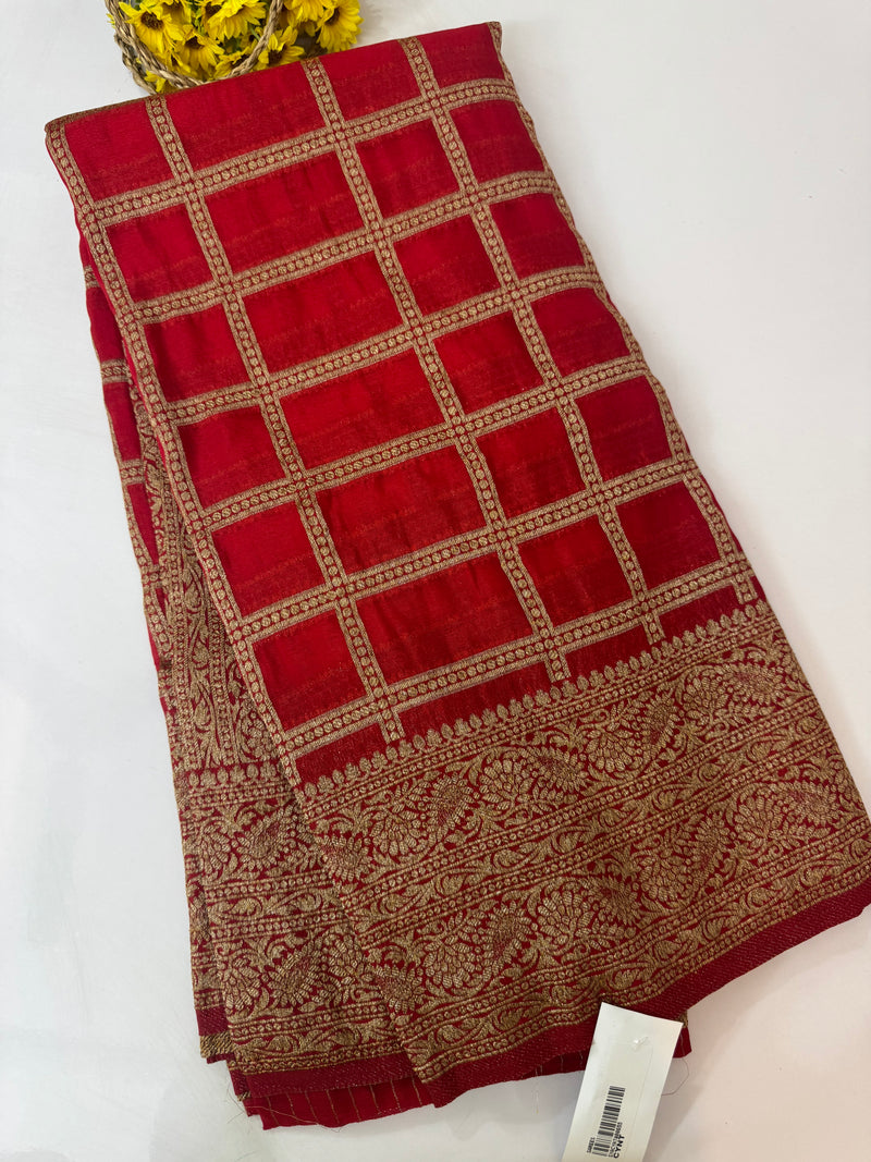 Semi banarasi Khaddi Georgette saree - MS1498 Red