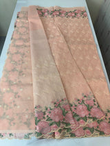 Phulkari NetKota embroidery saree - MPKS905 PeachPink