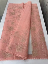 Viscose organza saree with applqiue work - MSH238 PeachPink