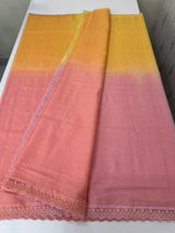 Rainbow Mul chanderi saree with lace borders- MSF9054
