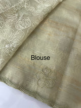 Premium Crush Organza saree with thread work- MCW863 DustyGreen