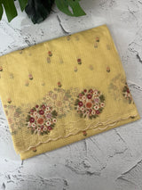 Kota checks saree with embroidery MS7645 Yellow
