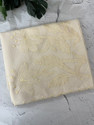 Moonga Kota checks saree with applique work MMC457 Ivory