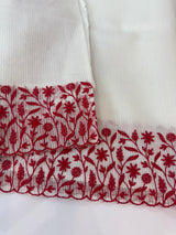 Kota silk saree with embroidery MSB643 White & Red