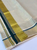 Kerala tissue saree - BottleGreen