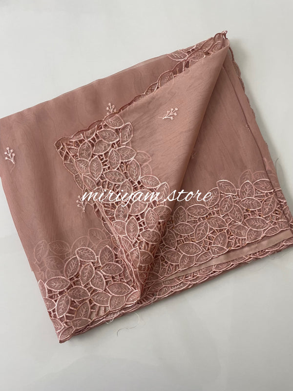 Cutwork nylon Organza Saree - MNOS212 Pastel Peach