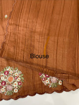 Blended tussar silk saree with embroidery- MS1072