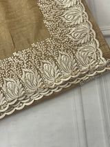 Crush Organza embroidery saree MS9739 Beige