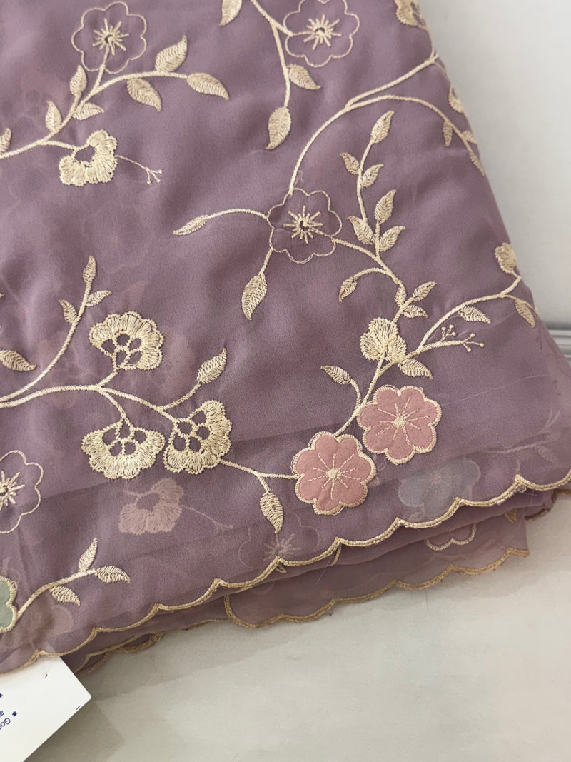 Pure Georgette saree with embriodery and applique work MS15567 Mauve