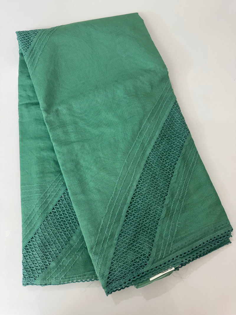 Supernet saree with crochet work and lace border MCJ5433 -JadeGreen(Design - Diagonal Crochet)
