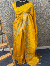 Blended tussar silk saree with embroidery - MS78911