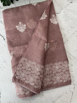 Soft kota checks saree with embroidery - MS7676 PastelMauve
