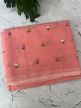 Kota checks saree with embroidery MS7680 Peach