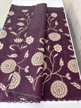 Viscose organza saree with applqiue work - MSH930 Wine