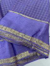 Crepe chiffon georgette saree with checks MS40097 LAVENDER