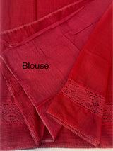 Kota saree with crochet work and lace border MCJ879 Red