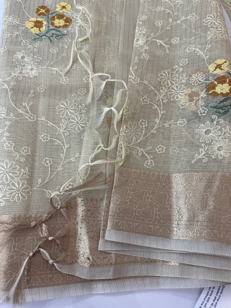 Tissue Silk embriodery saree MS49892
