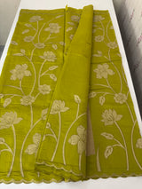 Malai chanderi saree with applique work MSM6201