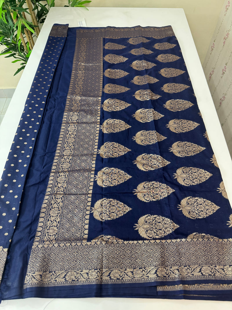 Semi Banarasi Georgette saree MBS2196 DARK BLUE