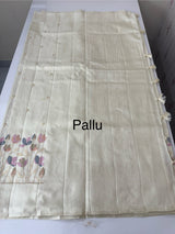 Blended tussar saree with embriodery - MS8665 Cream