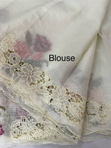 Kota silk saree with cutwork embroidery borders  MKS15239 - Offwhite