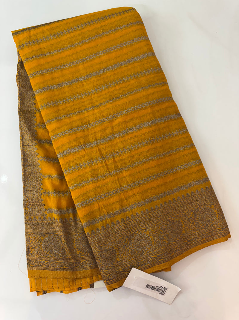 Semi banarasi Khaddi Georgette saree - SYANRTC Mustard