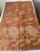 Semi Organza saree with tissue applique work MS5081- Peach