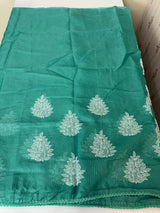 Soft kota checks saree with embroidery - SVTS23 BluishGreen