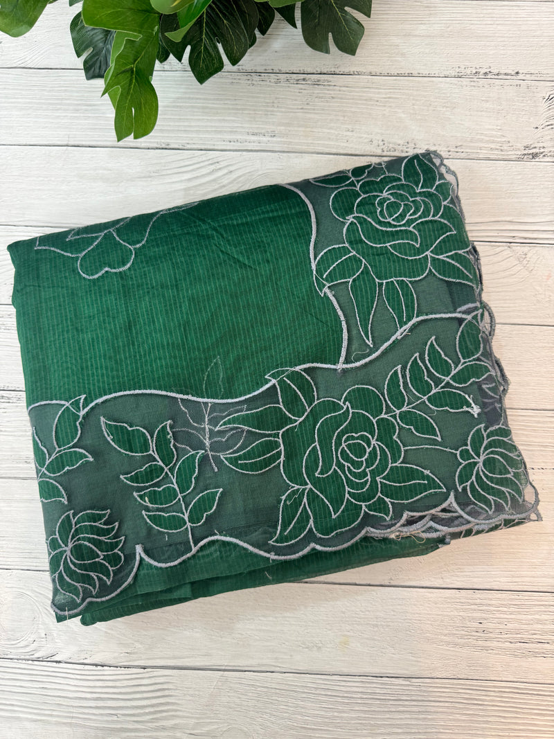 NetKota Applique work saree  MSH110- Green