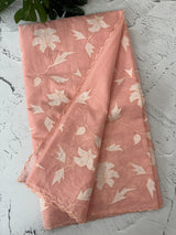 Mul chanderi applique work saree  MSH146 PastelPeach