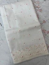Kota Moonga checks saree with embriodery MSH279 (3)- White to Red