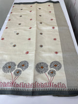 Blended tussar silk saree with embroidery- MSH490