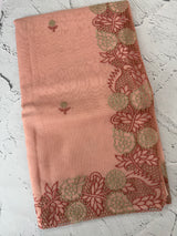 Cutwork Moonga checks saree MSH202 - Peach(2)