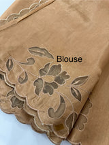 Semi silk saree with applique borders MSH231 CaramelPeach