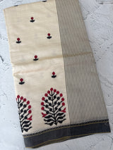 Blended tussar silk saree with embroidery- MSH490