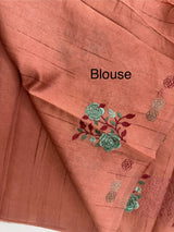Crushed Matka Blended Tussar silk saree with embroidery MS4890 - DuskyPeach