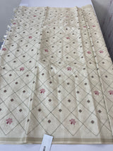 Soft Blended tussar saree with embriodery - MS8688 Cream