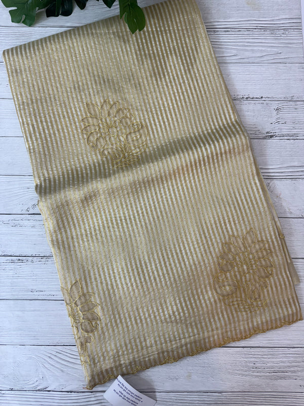 Tissue mix Soft silk saree with applique work MS8146 - Golden