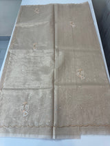 Tissue silk saree with mirror work and scalloped border MTSS432 - NudePink